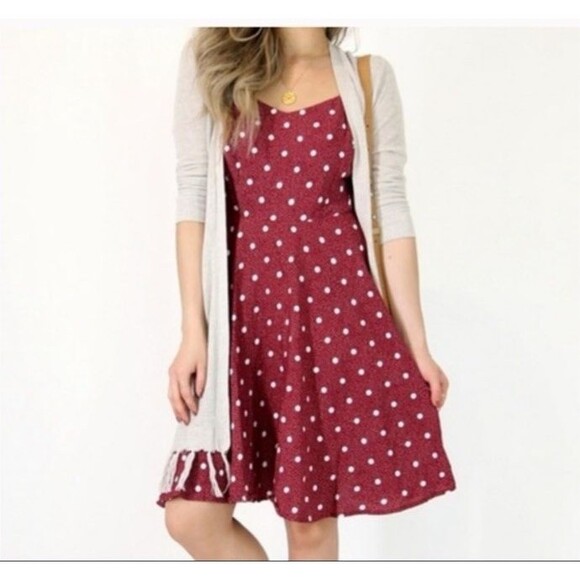 Old Navy Dresses & Skirts - OLD NAVY Size XL Burgundy White Polka Dot Cami Fit & Flare Smocked Back Dress